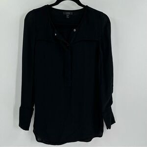 Women's J. Crew Semi Sheer Pirate Blouse High-Low Long Sleeve Top Size 2 Tall